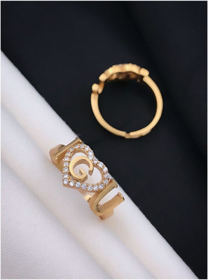 mahi creation Free Size wedding Diamond Gold Ring for Women And Girls Alloy, Copper Cubic Zirconia Gold Plated Ring