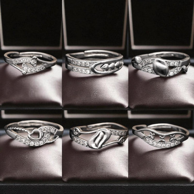 Hetshree Elegant Silver Combo Rings Collection Brass Diamond Silver Plated Ring