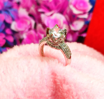 Divyanshi Collection Stylish American Diamond Adjustable ring for Ladies Alloy Diamond Silver Plated Ring