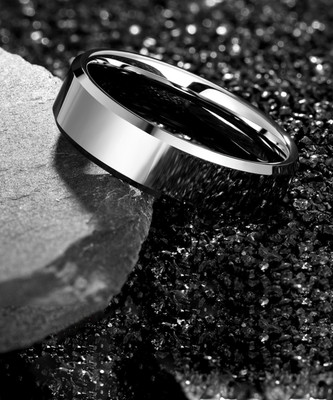 YELLOW CHIMES for Men Stainless Steel Silver Band Style Metal Ring