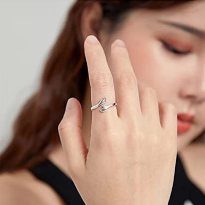 Teeragaj Hug+Leaf Silver Ring Designer Delicate Rings For Womens & Girls 2(Pcs) Stainless Steel Silver Plated Ring