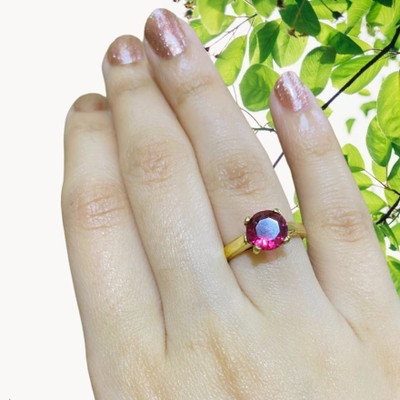 Gemzonite Brass Ruby Gold Plated Ring