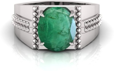 Pranjal Gems Shell Emerald Rhodium Plated Ring