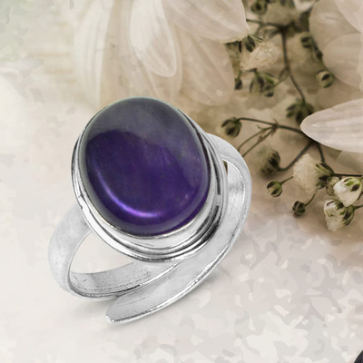 REIKI CRYSTAL PRODUCTS Natural Amethyst Adjustable Ring for Unisex Crystal, Stone Amethyst Ring