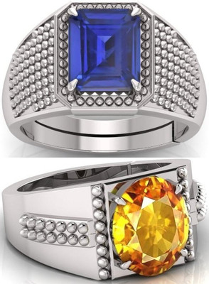 BHAIRAW GEMS Moonstone Stone Silver Adjustable Ring Stainless Steel Ring