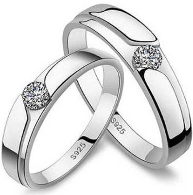 Silver Bazaar Dainty Couple Ring Adjustable for Loved one Alloy Cubic Zirconia Sterling Silver Plated Ring