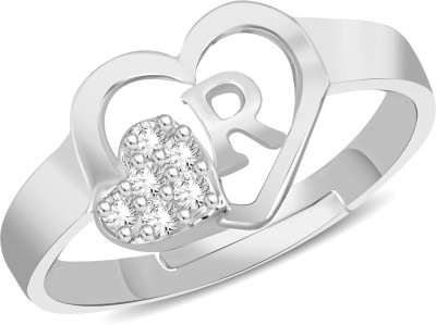 vaidik CZ AD Adjustable Alphabet R Initial Letter Name Stylish Valentine Lovers gf bf Stainless Steel Diamond, Cubic Zirconia, Zircon Rhodium, Platinum, Silver Plated Ring