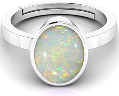 Sidharth Gems Brass Opal Silver Plated Ring