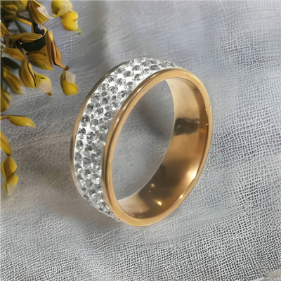 Krullers Studded Gold Plated Limited Edition Gold Finger Ring Stainless Steel Gold Plated Ring