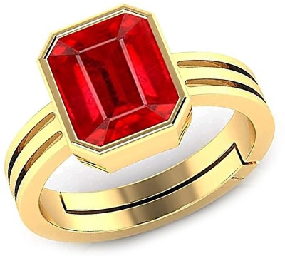 S KUMAR GEMS & JEWELS Certified 11.25 Ratti Ruby Stone ( Manik ) Panchdhatu Gold Plated Alloy Ruby Ring