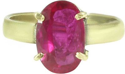 Gemzonite Original Ruby Stone Ring For Women & Men Brass Ruby Gold Plated Ring