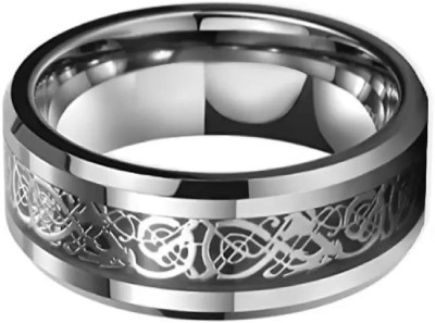 STAR CREATION 8mm Silver Dragon Stainless Steel Finger Ring for Men & Women (Pack of 1) Metal Ring