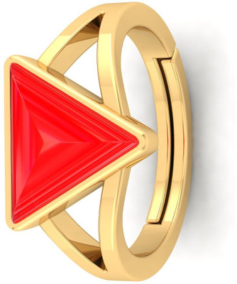 VishvMa 4.25 Ratti Natural Coral Moonga Gemstone A1 Quality With Lab Certified Stone, Brass Opal Brass Plated Ring
