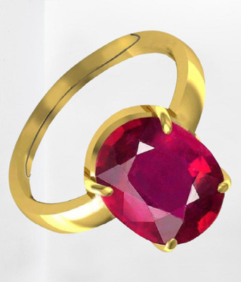 VishvMa 8.25 Ratti Burma Ruby Manik Gemstone Ring A1 Quality Stone Ruby Brass Plated Ring