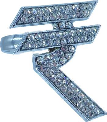 SAFISHA Mc Stan Rupees Shaped Ring Diamonds Plated Alloy Silver Plated Ring
