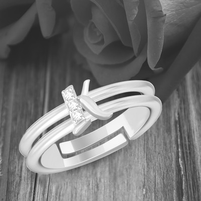 Kanak Jewels Alloy Rhodium plated Valentine collection Initial''K''Letter with heart ring Brass Silver Plated Ring