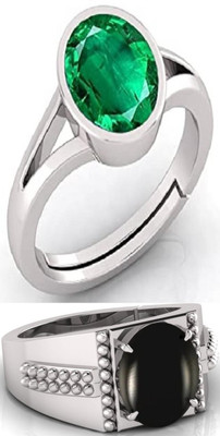 BHAIRAW GEMS Moonstone Stone Silver Adjustable Ring Stainless Steel Ring
