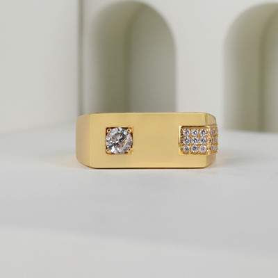 BLINKCHIC Brass Cubic Zirconia Gold Plated Ring