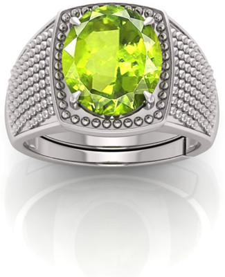 Pranjal Gems 12.25 Ratti Peridot Gemstone Adjustable Ring With Lab CertificateKT Stone Peridot Gold Plated Ring