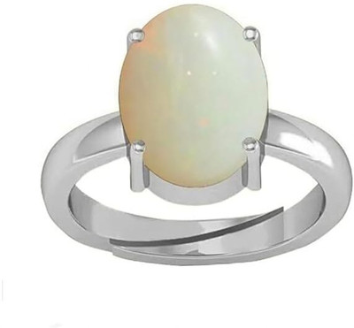 NAVYA GEMS 6.25 Ratti Natural Opal Stone Silver Plated Brass Opal Silver Plated Ring