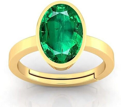 EliteMart Lexri5.25 Ratti Created Emerald Panna Ring for Men and Women Stone Emerald Ring Brass Ring
