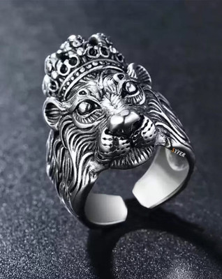 Viibesle King of Tiger Ring High High Quality Mens Ring, Bike Rider Ring, Party Wear Stainless Steel Silver Plated Ring