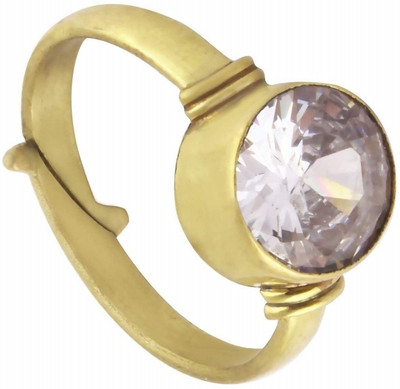 Jewelswonder Zinc, Metal, Brass, Copper Zircon Gold Plated Ring