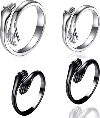 ESPERANZA ENTERPRISES Crystal Silver Alloy Hug Ring for men women boys girls Alloy Ring Set Alloy, Stainless Steel Cubic Zirconia Sterling Silver, Titanium Plated Ring Set