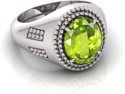 Pranjal Gems 7.25 Ratti Peridot Gemstone Adjustable Ring With Lab CertificateHC Crystal Peridot Gold Plated Ring