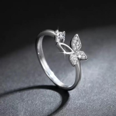 linsok Wing Butterfly Ring For Girls Ring Alloy Ring Alloy, Sterling Silver Sterling Silver Plated Ring