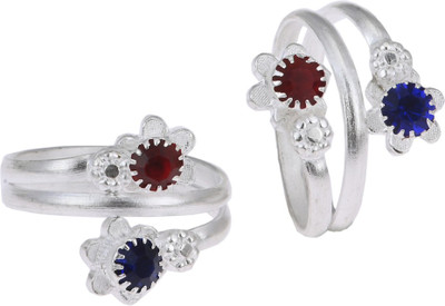 AanyaCentric Alloy Cubic Zirconia Silver Plated Toe Ring Set