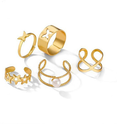 Designs By Jewels Galaxy Brass Gold Plated Ring Set