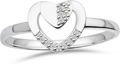 Beena Jewels Sterling Silver Heart Premium Diamond Ring Sterling Silver Sterling Silver Plated Ring