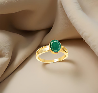 CLEAN GEMS Natural Square Emerald Gemstone 7.25 Ratti or 6.60 Carat Sterling Silver Ring