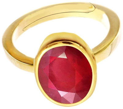THE UNIQUE KART 9.25 Ratti Burma Ruby Manik Gemstone Ring A1 Quality Stone Ruby Brass Plated Ring