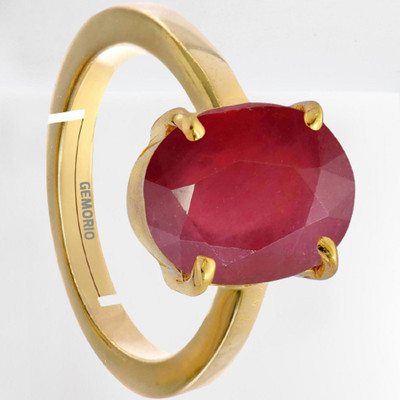 THE UNIQUE KART 9.25 Ratti Burma Ruby Manik Gemstone Ring A1 Quality Stone Ruby Brass Plated Ring