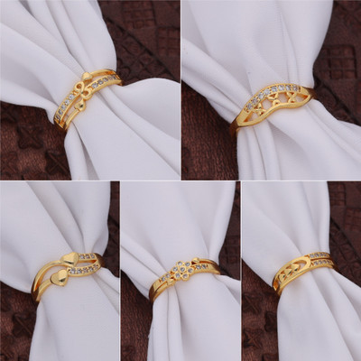 Weroxa Combo of 5 AD Brass Diamond Gold Plated Ring