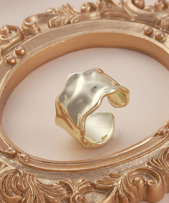 SOHI Women's The Dented Pinky Ring - California Gold Alloy Gold Plated Ring