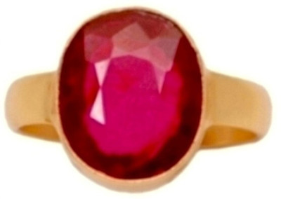 Gemzonite Beautiful Ruby Ring Manik Effective Stone for men & women Brass Ruby Gold Plated Ring