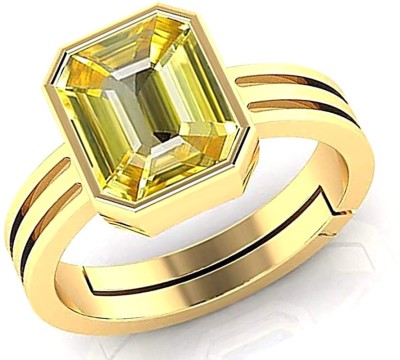 S KUMAR GEMS & JEWELS Certified Natural 6.25 Ratti Yellow SapphireStone (Pukhraj Stone) Panchdhatu Alloy Sapphire Gold Plated Ring