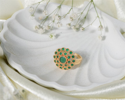 Vosgi Brass Ruby Gold Plated Ring