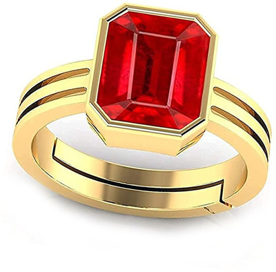 S KUMAR GEMS & JEWELS Certified 9.25 Ratti Ruby Stone ( Manik ) Panchdhatu Gold Plated Alloy Ruby Ring