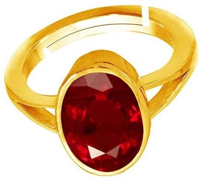 SIDHGEMS 7.25 Ratti 6.00 Carat Natural Ruby Stone Manik Ring Brass Ruby Gold Plated Ring