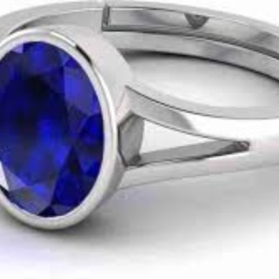 ZUTAKE Natural 8.25 Ratti Neelam Blue Sapphire Gem Stone Brass Sapphire Ring Brass Sapphire Ring