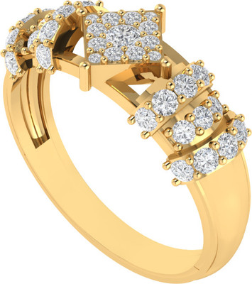 Diamtrendz Jewels Sterling Silver Zircon Gold Plated Ring For Women & Girls Sterling Silver Cubic Zirconia Gold Plated Ring