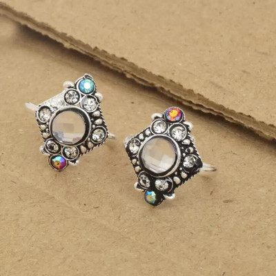memoir Brass Cubic Zirconia Silver Plated Toe Ring Set