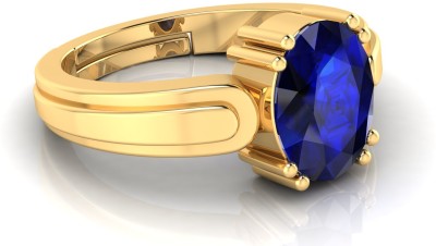ABC 4.25 Ratti Natural Blue Sapphire Ring With Lab Certified Brass Sapphire Gold Plated Ring
