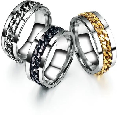 MEENAZ Silver ring for men boys gents girl thumb band stylish daily simple plain design Alloy, Steel, Metal, Tungsten, Sterling Silver Rhodium, Titanium Plated Ring