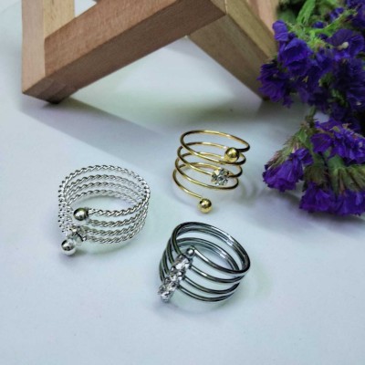 Rapid spiral triple band snake design Fashion finger ring Women girls Steel, Metal, Alloy Ring Set
