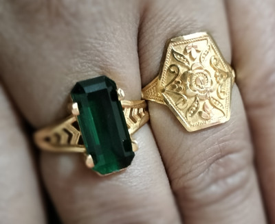 Shree shyam shopee Green stone ring combo Alloy Gold Plated Ring Set